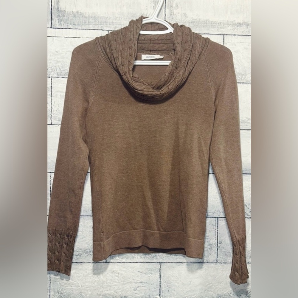 Ricki's Brown Cable Knit Cowl Neck Sweater Small